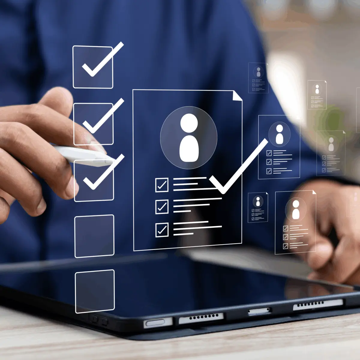 A person using a Horizon toolkit framework to complete HR tasks.